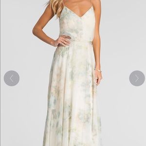 Jenny Yoo Bridesmaid Dress Inesse Print Size 6 Ivory Sage Print